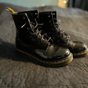 Dr Martens Black Patent Leather Combat Boots